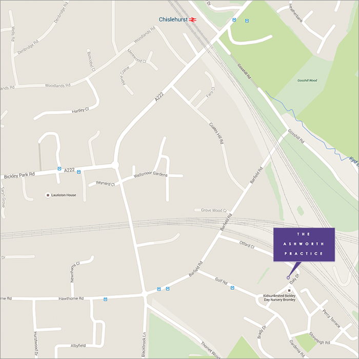 Directions to the Ashworth Practice, Bromley Park Medical Centre BR1 2JQ. Structural and cranial osteopathy, therapeutic massage, reflexology, homeopathy